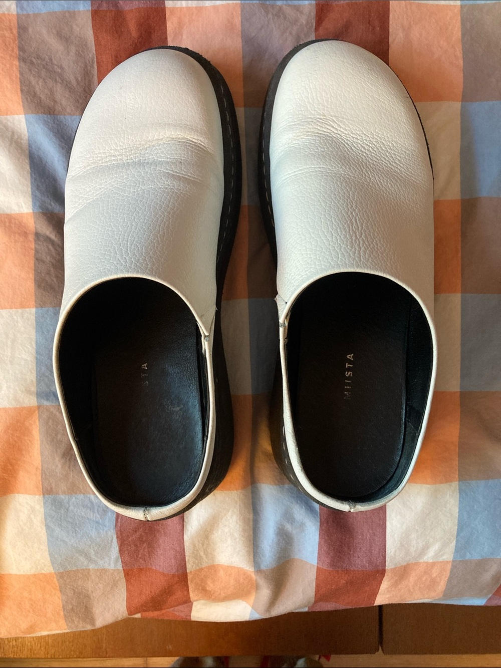 Miista White Slip-On Leather Clog